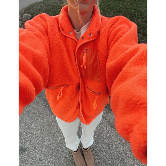 FREE PEOPLE Movement Hit The Slopes Pullover in Neon Coral Size X-Large
